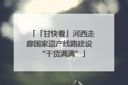 「甘快看」河西走廊国家遗产线路建设“干货满满”