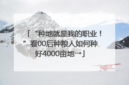 “种地就是我的职业！”看00后种粮人如何种好4000亩地→