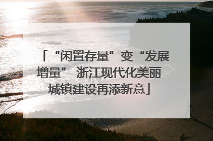 “闲置存量”变“发展增量” 浙江现代化美丽城镇建设再添新意