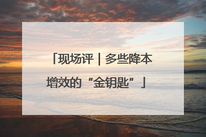现场评｜多些降本增效的“金钥匙”