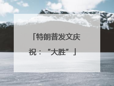 特朗普发文庆祝：“大胜”