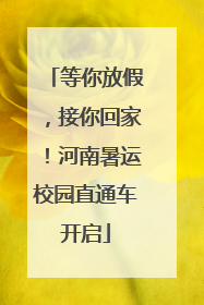 等你放假，接你回家！河南暑运校园直通车开启