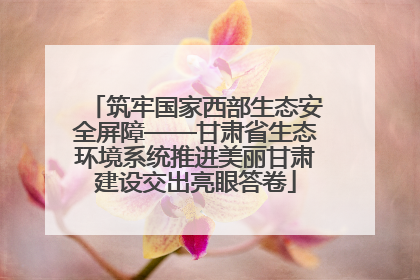 筑牢国家西部生态安全屏障——甘肃省生态环境系统推进美丽甘肃建设交出亮眼答卷