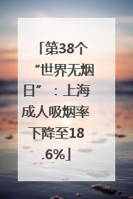 第38个“世界无烟日”：上海成人吸烟率下降至18.6%