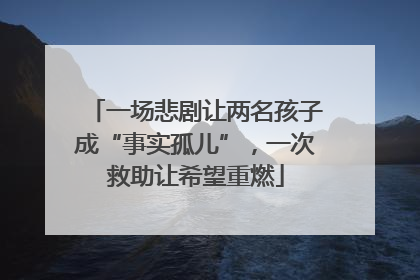 一场悲剧让两名孩子成“事实孤儿”，一次救助让希望重燃