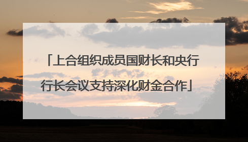 上合组织成员国财长和央行行长会议支持深化财金合作