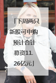 下周两只新股可申购 预计合计募资11.26亿元