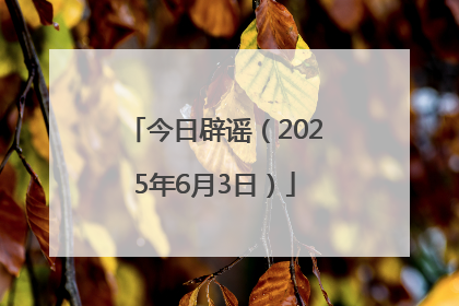 今日辟谣（2025年6月3日）