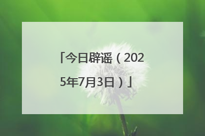 今日辟谣（2025年7月3日）