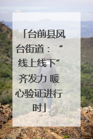 台前县凤台街道：“线上线下”齐发力 暖心验证进行时
