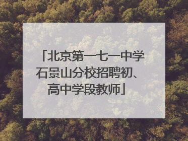 北京第一七一中学石景山分校招聘初、高中学段教师