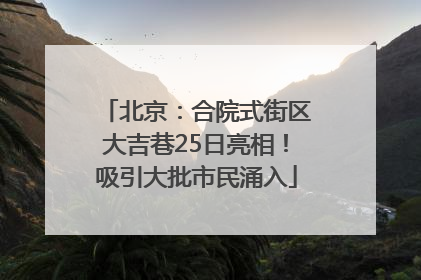 北京：合院式街区大吉巷25日亮相！吸引大批市民涌入
