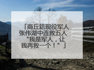 商丘籍现役军人张伟湖中连救五人 “我是军人，让我再救一个！”