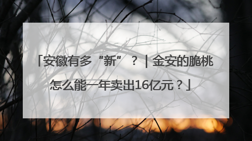 安徽有多“新”？｜金安的脆桃 怎么能一年卖出16亿元？