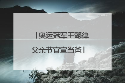 奥运冠军王懿律父亲节官宣当爸