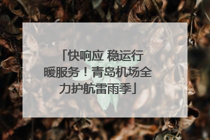 快响应 稳运行 暖服务！青岛机场全力护航雷雨季
