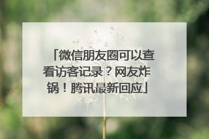 微信朋友圈可以查看访客记录？网友炸锅！腾讯最新回应
