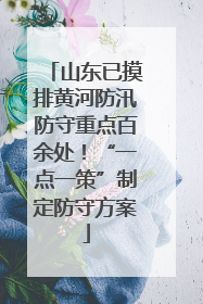 山东已摸排黄河防汛防守重点百余处！“一点一策”制定防守方案