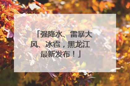 强降水、雷暴大风、冰雹，黑龙江最新发布！