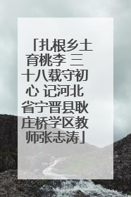 扎根乡土育桃李 三十八载守初心 记河北省宁晋县耿庄桥学区教师张志涛