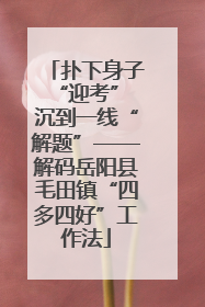 扑下身子“迎考” 沉到一线“解题”——解码岳阳县毛田镇“四多四好”工作法