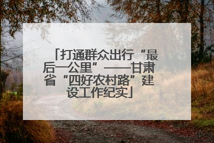 打通群众出行“最后一公里”——甘肃省“四好农村路”建设工作纪实