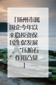 扬州市属国企今年以来稳投资保民生促发展，“压舱石”作用凸显