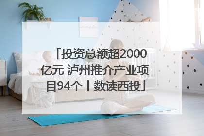 投资总额超2000亿元 泸州推介产业项目94个丨数读西投