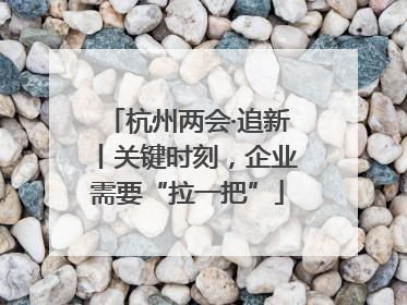 杭州两会·追新丨关键时刻，企业需要“拉一把”