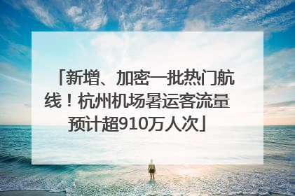 新增、加密一批热门航线！杭州机场暑运客流量预计超910万人次
