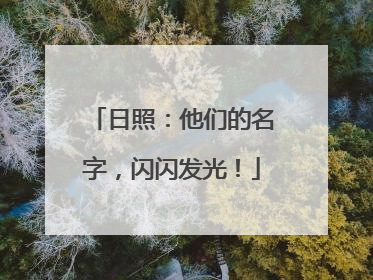 日照：他们的名字，闪闪发光！