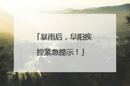 暴雨后，阜阳疾控紧急提示！