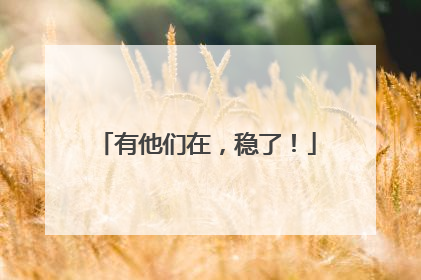 有他们在，稳了！