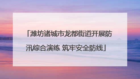 潍坊诸城市龙都街道开展防汛综合演练 筑牢安全防线