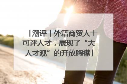潮评丨外籍商贸人士可评人才，展现了“大人才观”的开放胸襟