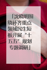 沈晓明围绕补齐重点领域民生短板开展“十五五”规划专题调研