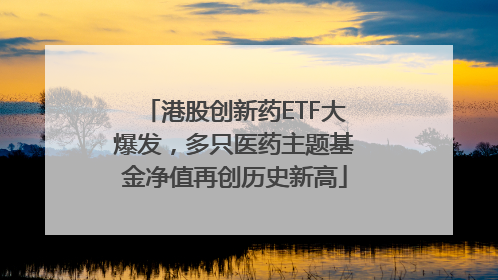 港股创新药ETF大爆发，多只医药主题基金净值再创历史新高