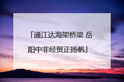 通江达海架桥梁 岳阳中非经贸正扬帆