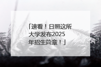 速看！日照这所大学发布2025年招生简章！