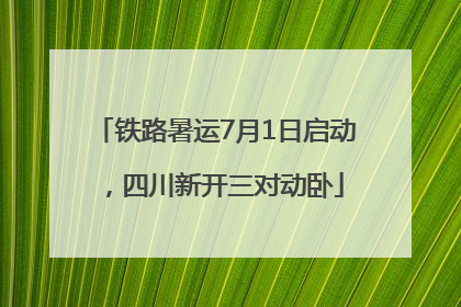 铁路暑运7月1日启动，四川新开三对动卧