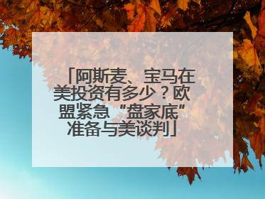 阿斯麦、宝马在美投资有多少？欧盟紧急“盘家底”准备与美谈判