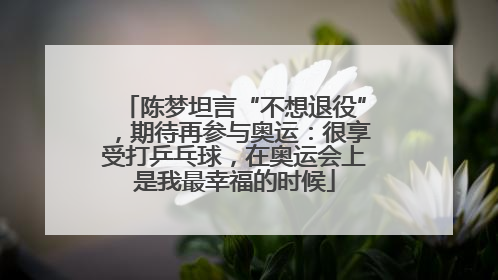 陈梦坦言“不想退役”，期待再参与奥运：很享受打乒乓球，在奥运会上是我最幸福的时候