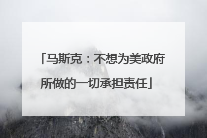 马斯克：不想为美政府所做的一切承担责任