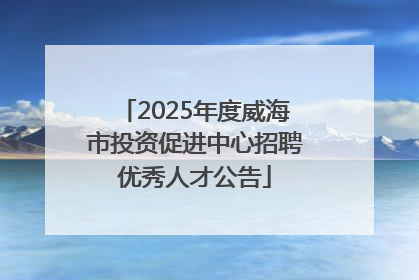 2025年度威海市投资促进中心招聘优秀人才公告