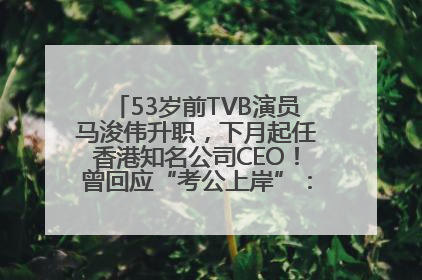 53岁前TVB演员马浚伟升职，下月起任香港知名公司CEO！曾回应“考公上岸”：真不是公务员