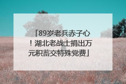 89岁老兵赤子心！湖北老战士捐出万元积蓄交特殊党费
