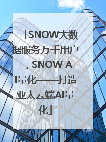 SNOW大数据服务万千用户，SNOW AI量化——打造亚太云端AI量化